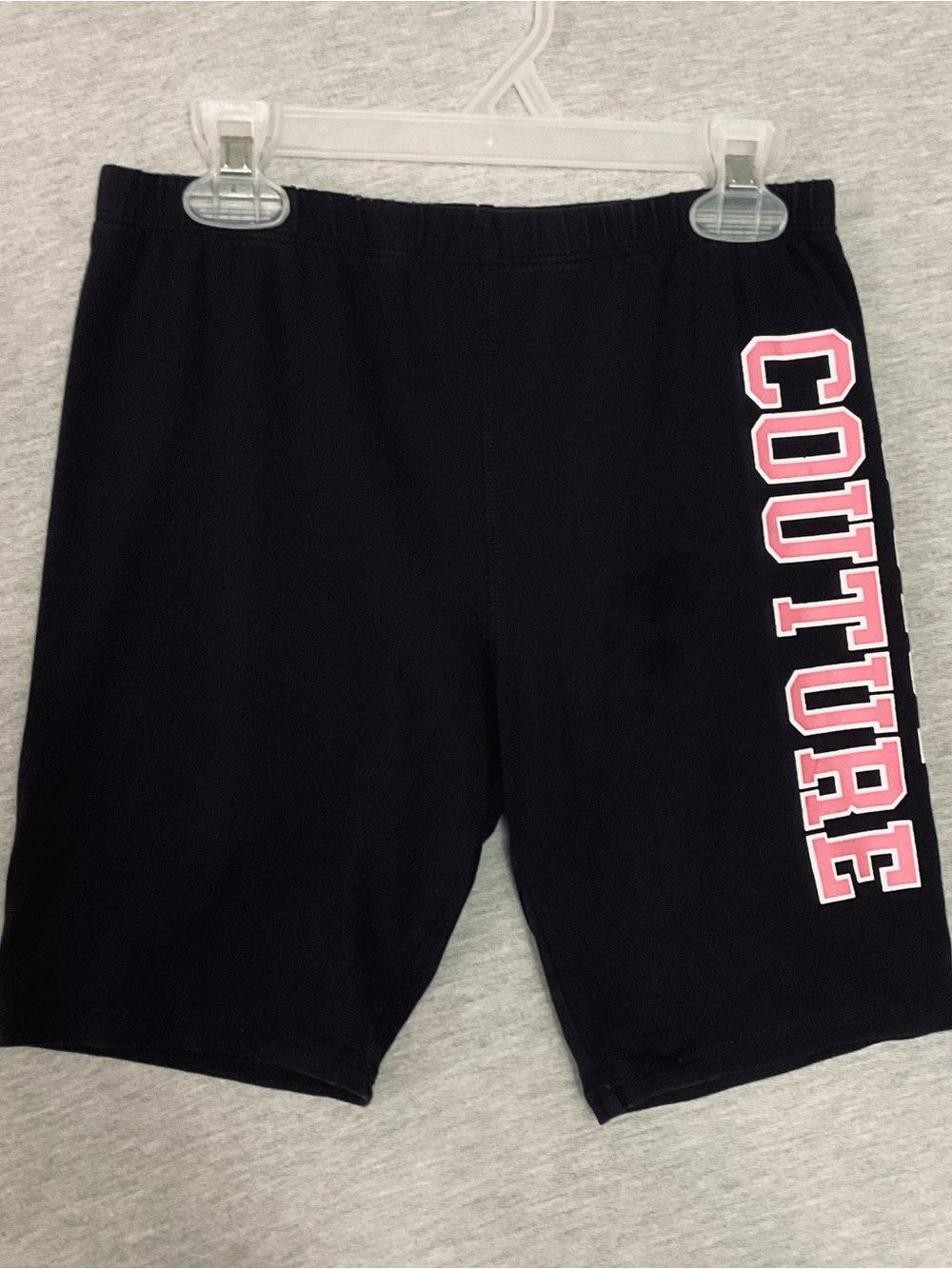 Girls Black 'Couture' Bike Shorts with Pink Lettering